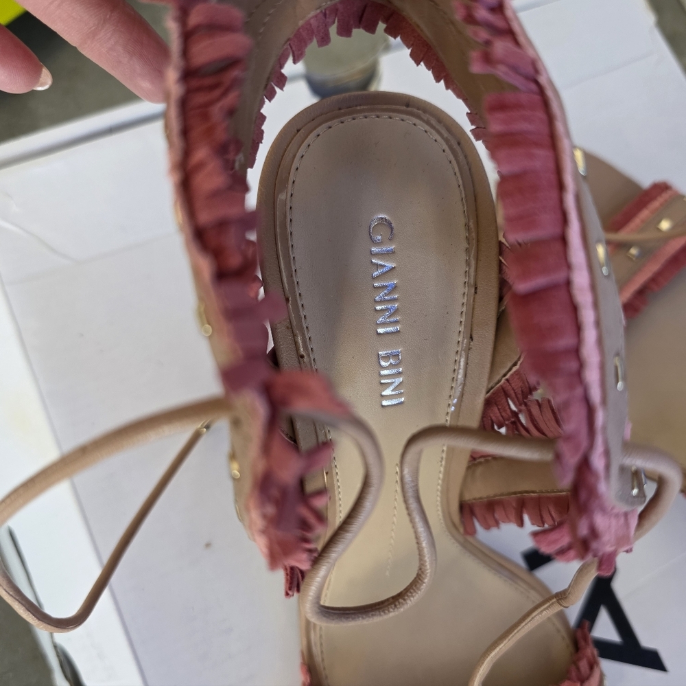 Gianni Bini Ruffled Pink Sandals